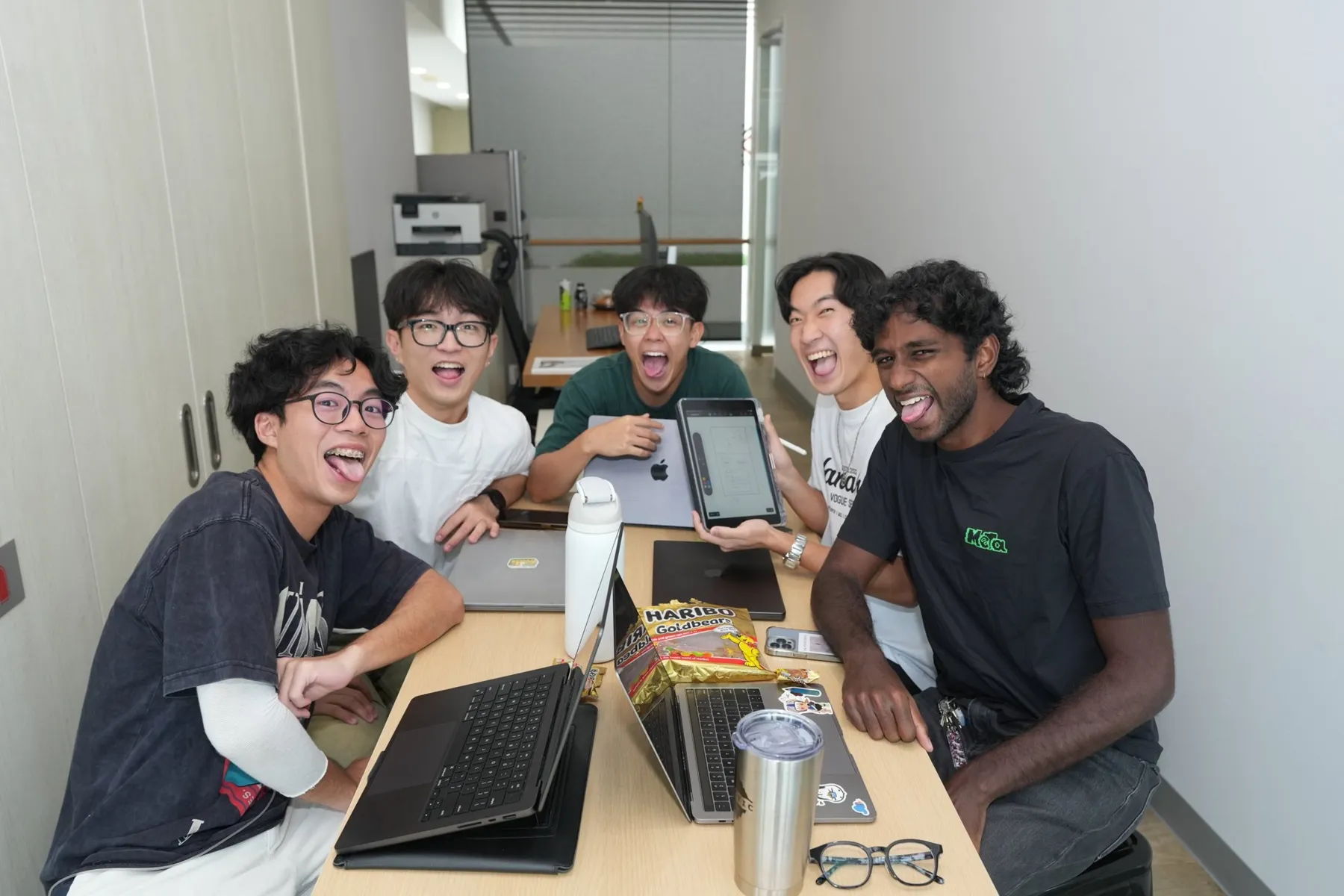 Students building a project