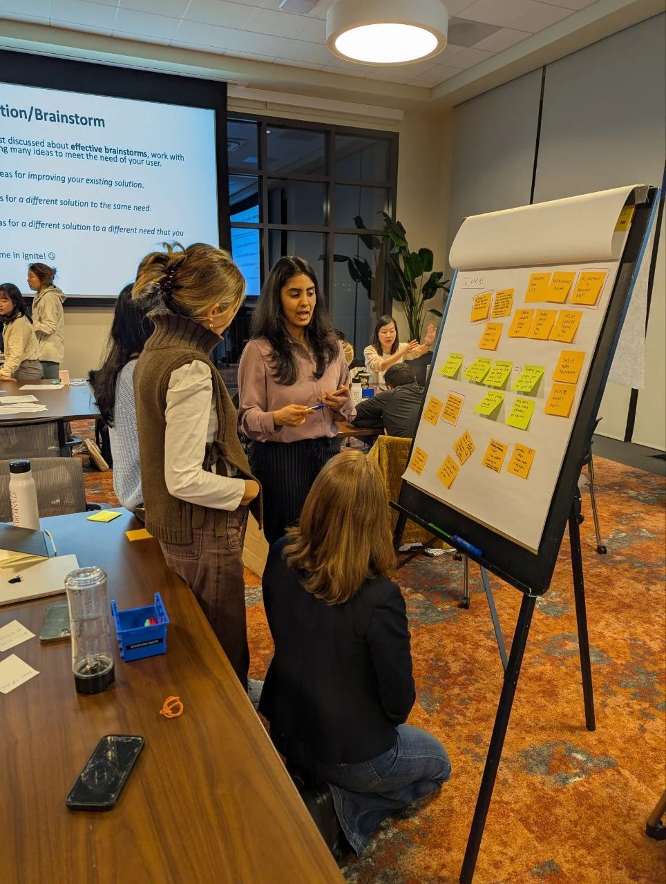 A brainstorming session with sticky notes at Stanford